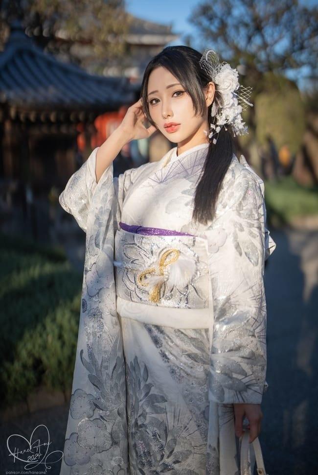 雨波_HaneAme – NO.303 Original 2024 New year Silver Kimono（银钿和服 – 2024新年）[33P-86M]-2